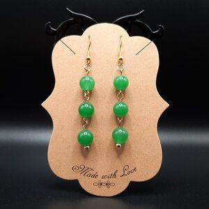 Green Aventurine Chakra Healing Gemstone Dangle Drop Earrings Handmade Jewelry